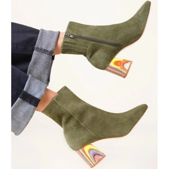 Charlotte Stone Olive Ankle Boots - Picture 11 of 13